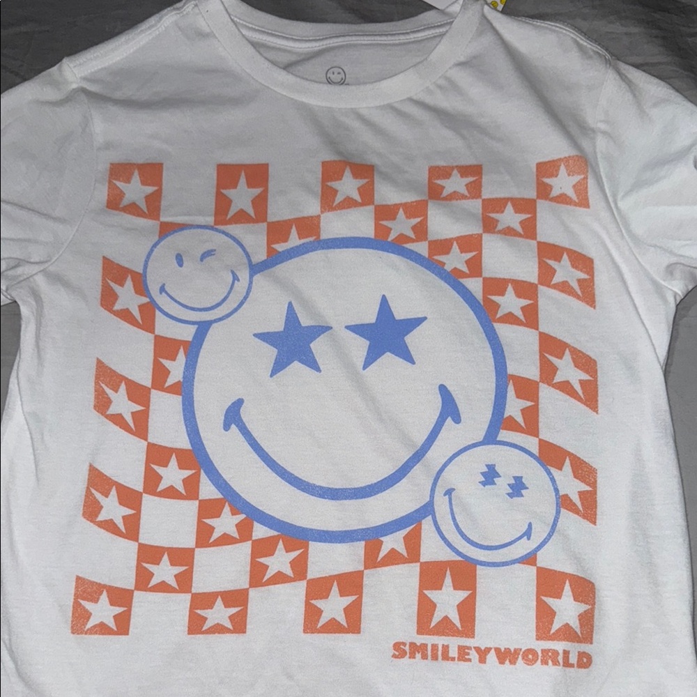 White and Orange Graphic T-Shirt